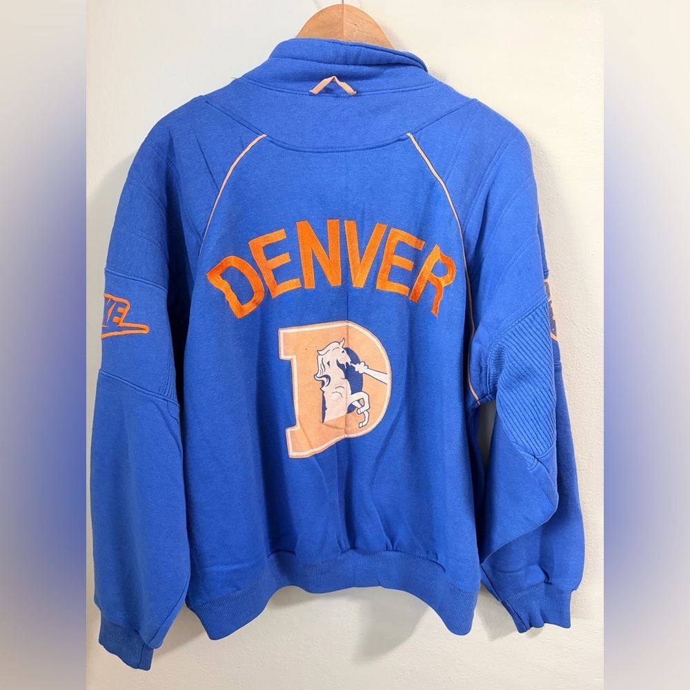 Vintage 90s Nike Denver Broncos 1/4 Zip Pullover Sweatshirt - Size Large - Picture 9 of 11